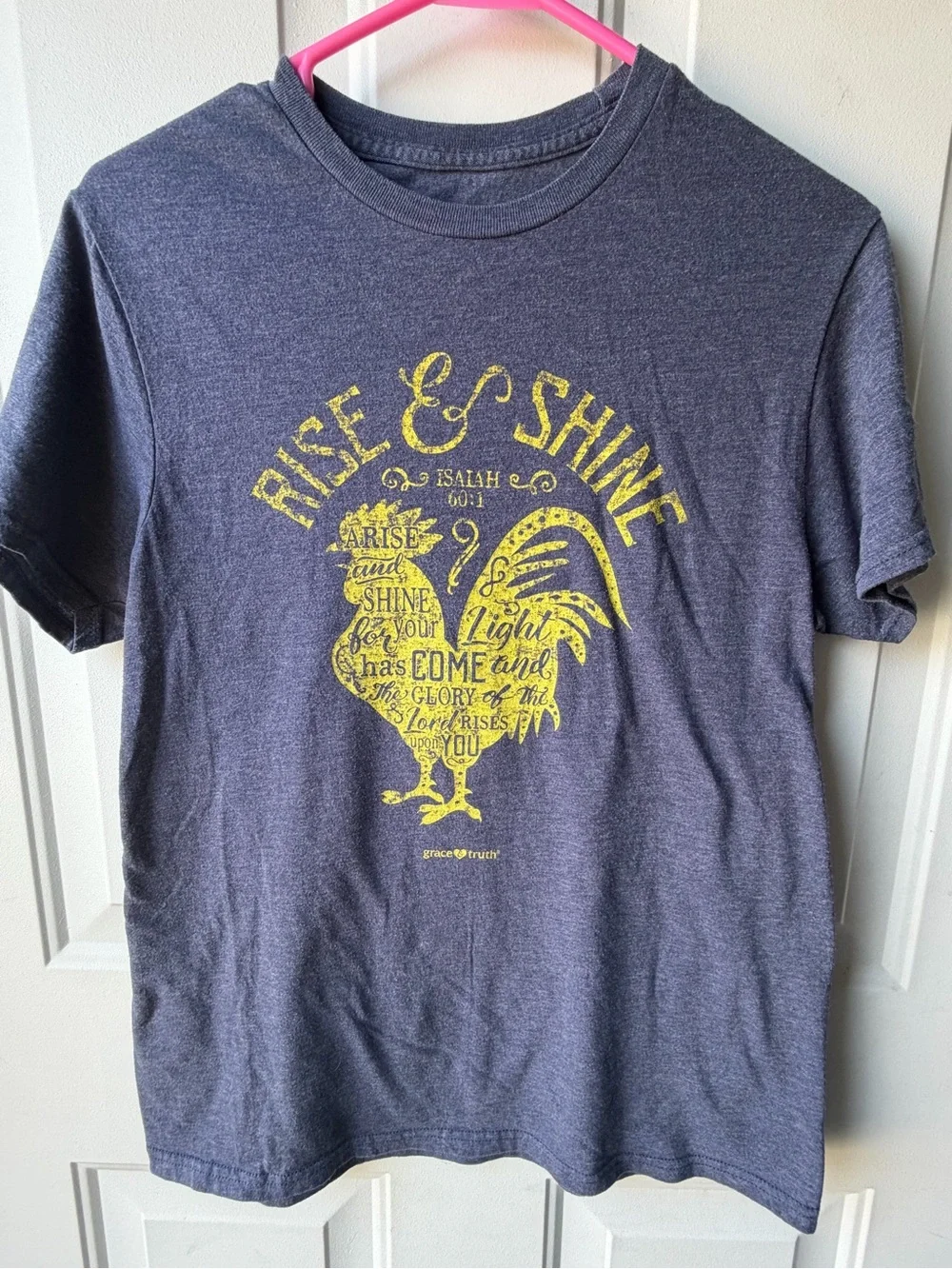 Grace & Truth Rise & Shine Rooster Graphic Tee Women’s Medium Christian T-Shirt